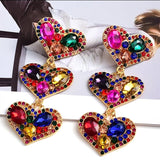 MULTI-COLOR HEART 3 TIER EARRINGS