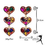 MULTI-COLOR HEART 3 TIER EARRINGS