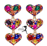 MULTI-COLOR HEART 3 TIER EARRINGS