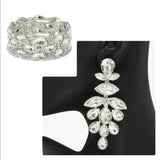 ELEGANT CLEAR STONE EARRINGS AND BRACELET SET
