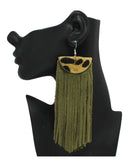 LEATHER-SUEDE OVERSIZED TASSEL EARRINGS